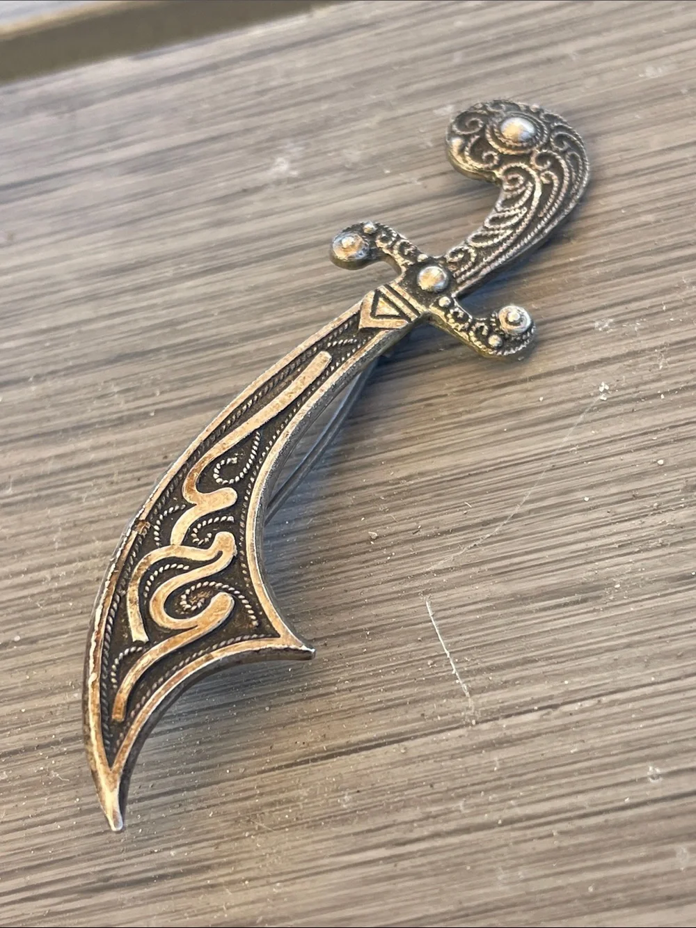 Spanish Decorative Dagger Pin in Metallic Tones